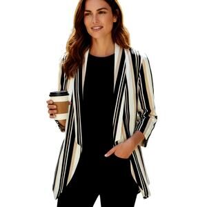 Emelia Small Women's Blazer  Black Stripe Suit Coat Misses Size 4 6 Jacket S